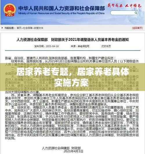 居家养老专题,居家养老具体实施方案