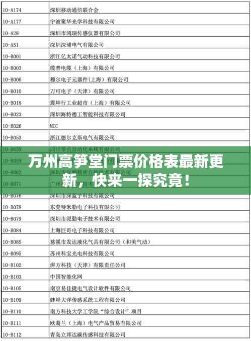 万州高笋堂门票价格表最新更新,快来一探究竟!
